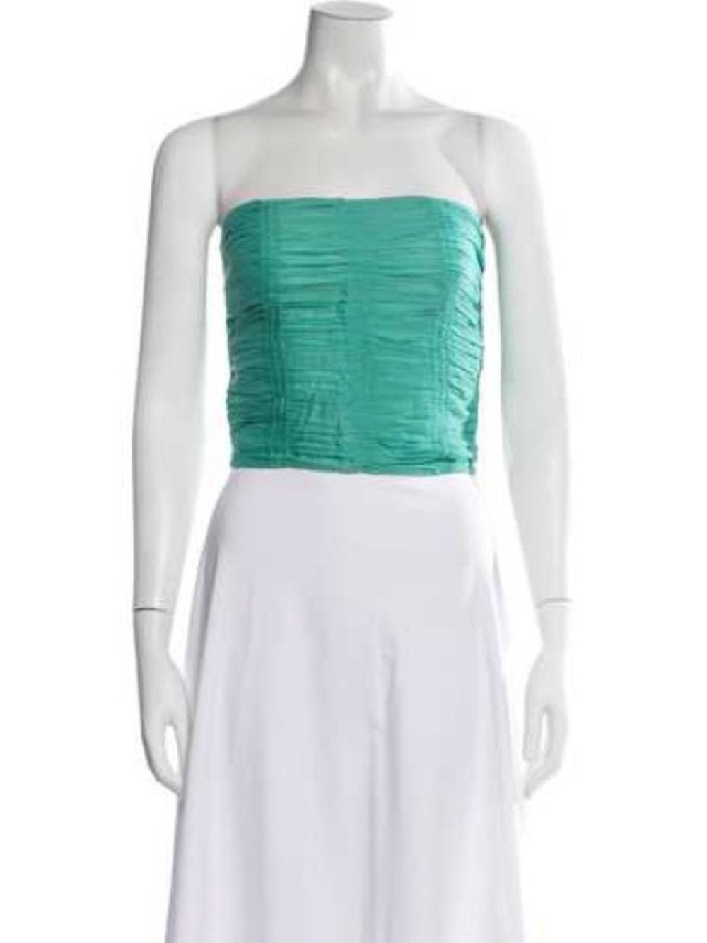 Gimaguas Strapless Ruched Crop Top in Teal
